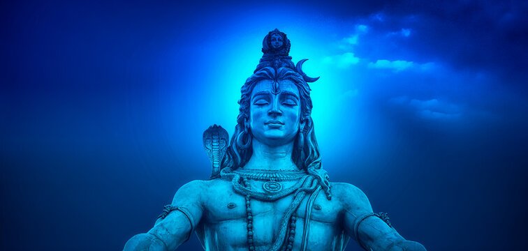 A serene image of Lord Shiva seated in meditation posture, bathed in the light of a full moon. (This conveys the essence of the occasion – Maha Shivratri)